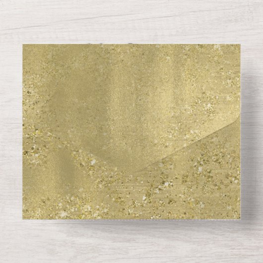 Gold Sparkle Glam Hochzeit in einem All In One Einladung (Rückseite)