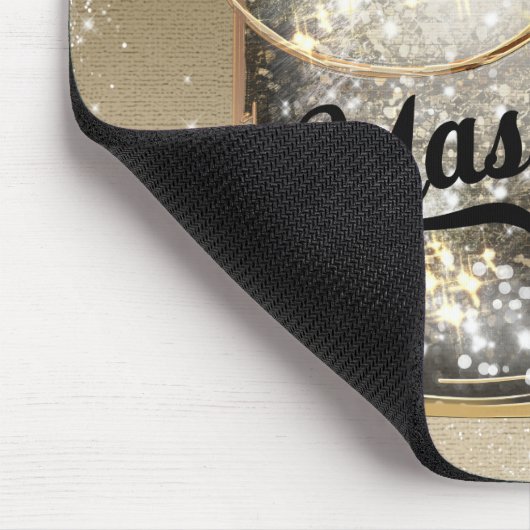 Gold Sparkle Glam Red Rose Mason Jar Mousepad (Ecke)