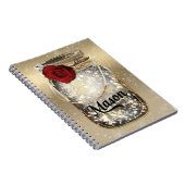 Gold Sparkle Glam Red Rose Mason Jar Notizblock (Rechte Seite)