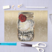 Gold Sparkle Glam Red Rose Mason Jar Seidenpapier (Handwerk)