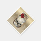 Gold Sparkle Glam Red Rose Mason Jar Serviette (Ecke)