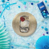 Gold Sparkle Glam Rote Rose Mason Jar Party Pappteller (Party)