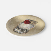 Gold Sparkle Glam Rote Rose Mason Jar Party Pappteller (Schrägansicht)