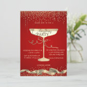 Gold Sparkle, Glas, Corporate Red Christmas Party Einladung (Stehend Vorderseite)