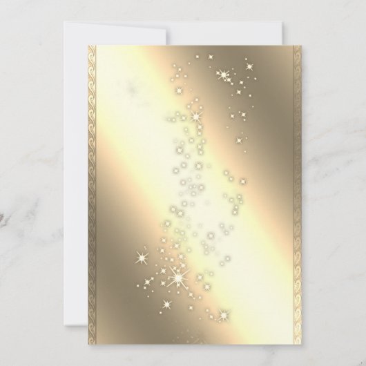 Gold Sparkle, Glas, Schneeflocken Weihnachten im U Einladung (Rückseite)