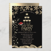 Gold Sparkle, Glas, Schneeflocken Weihnachten im U Einladung (Vorne/Hinten)