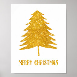Gold Sparkle Glitter Merry Christmas Art Decor Poster