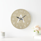 Gold Sparkle Glitter Monogram Name & Initial Große Wanduhr (Zuhause)
