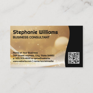 Gold Sparkle Glittery Boke QR-Code Visitenkarte