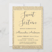 Gold Sparkle Glitzer 16 . Geburtstag Geburtstag Einladung (Rückseite)