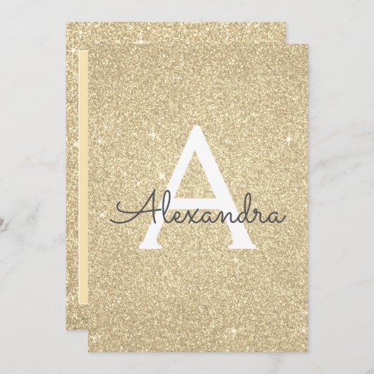 Gold Sparkle Glitzer 16 . Geburtstag Geburtstag Einladung (Vorne/Hinten)