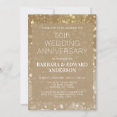 Gold Sparkle Glitzer 50. Hochzeitstag Einladung (Vorderseite)