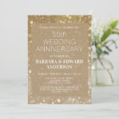 Gold Sparkle Glitzer 50. Hochzeitstag Einladung (Stehend Vorderseite)