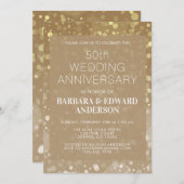 Gold Sparkle Glitzer 50. Hochzeitstag Einladung (Vorne/Hinten)