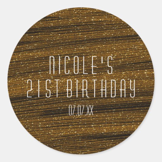 Gold Sparkle Glitzer & Black Gastgeschenk Stickers (Vorderseite)