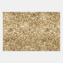 Gold Sparkle Glitzer   Geschenkpapier Set