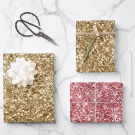 Gold Sparkle Glitzer   Geschenkpapier Set