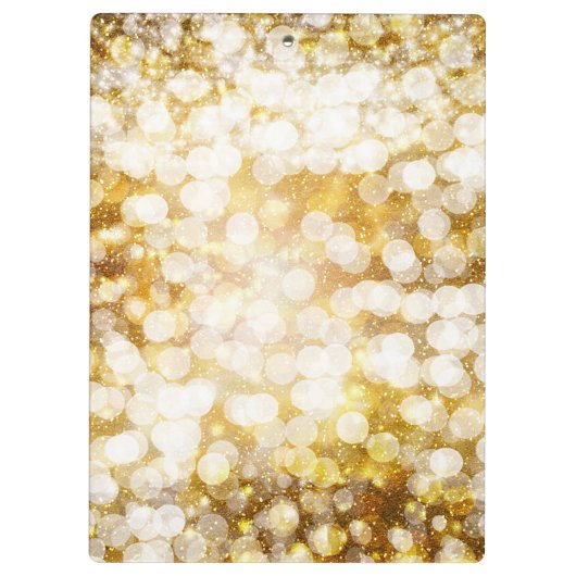 Gold Sparkle Glitzer Lights Chic Glam Personalisie Klemmbrett (Rückseite)