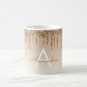 Gold Sparkle Glitzer Luxus Monogram Name Kaffeetasse (Mittel)