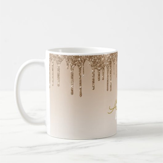 Gold Sparkle Glitzer Luxus Monogram Name Kaffeetasse (Links)