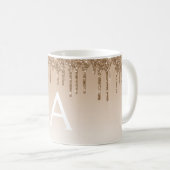 Gold Sparkle Glitzer Luxus Monogram Name Kaffeetasse (VorderseiteRechts)