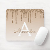 Gold Sparkle Glitzer Monogram Name Luxus Mousepad (Mit Mouse)