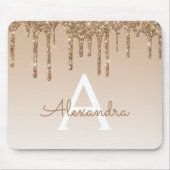 Gold Sparkle Glitzer Monogram Name Luxus Mousepad (Vorne)