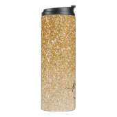 Gold Sparkle Glitzer Ombre Girly Monogram Name Thermosbecher (Nach links gedreht)