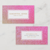 Gold Sparkle Glitzer Pink Girl Make up Artist Visitenkarte (Vorne/Hinten)