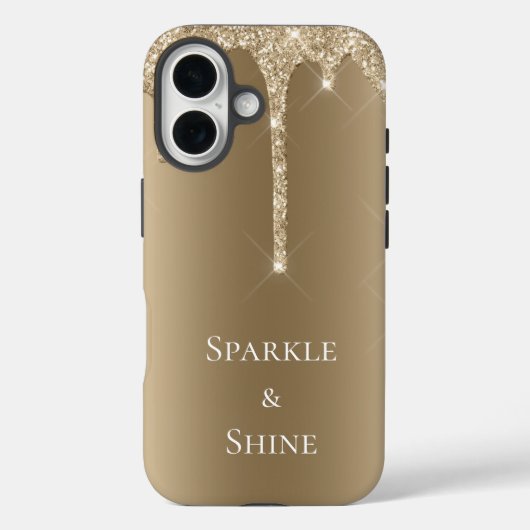 Gold Sparkle Glitzer Tropfen Case-Mate iPhone Hülle (Rückseite)