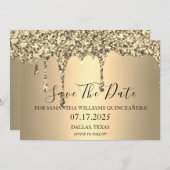 Gold Sparkle Glitzer Tropfen Quinceanera Save The Date (Vorne/Hinten)