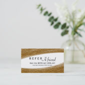 Gold Sparkle Glitzer & White Chic Client Card Empfehlungskarte (Stehend Vorderseite)