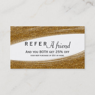 Gold Sparkle Glitzer & White Chic Client Card Empfehlungskarte