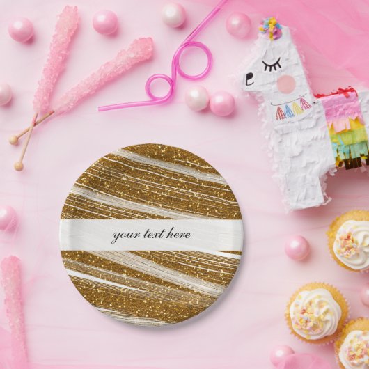 Gold Sparkle Glitzer & White Chic Party Teller (Party)