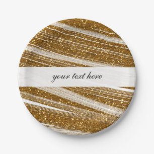 Gold Sparkle Glitzer & White Chic Party Teller