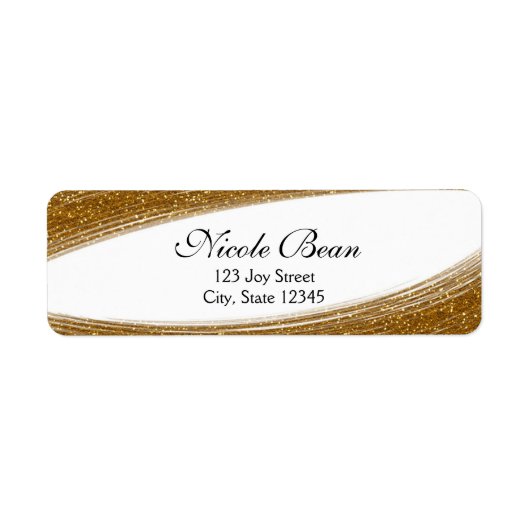 Gold Sparkle Glitzer & White Custom Address Labels (Vorne)