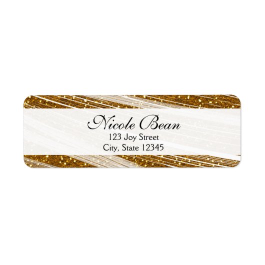 Gold Sparkle Glitzer & White Custom Address Labels (Vorne)