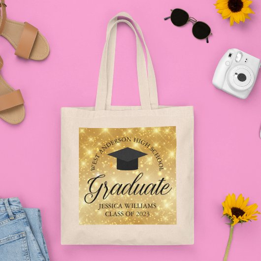 Gold Sparkle Graduate Chic 2023 Custom Abschluss Tragetasche