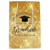 Gold Sparkle Graduate Custom Chic 2025 Abschluss Mittlere Geschenktüte (Vorderseite)