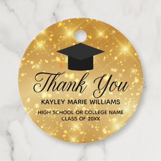 Gold Sparkle Graduate Vielen Dank Graduate Party Geschenkanhänger (Vorderseite)
