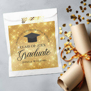 Gold Sparkle Graduation Party Chic Custom Geschenktütchen