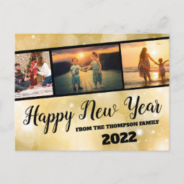 Gold Sparkle Happy New Year Foto Collage Postkarte