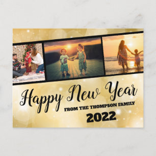 Gold Sparkle Happy New Year Foto Collage Postkarte
