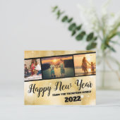 Gold Sparkle Happy New Year Foto Collage Postkarte (Stehend Vorderseite)