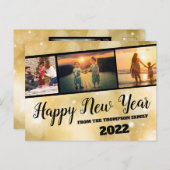 Gold Sparkle Happy New Year Foto Collage Postkarte (Vorne/Hinten)