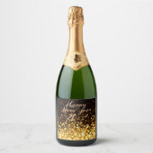 Gold Sparkle Happy New Year Schaumweinetikett (Vorderseite)