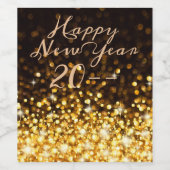 Gold Sparkle Happy New Year Weinetikett (Einzelnes Label)