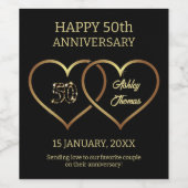 Gold Sparkle Hearts Weinetikett (Einzelnes Label)