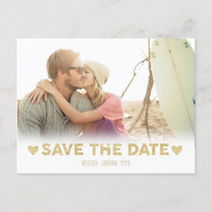 Gold Sparkle Herz Save the Date Postkarte