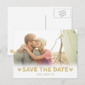 Gold Sparkle Herz Save the Date Postkarte (Vorne/Hinten)